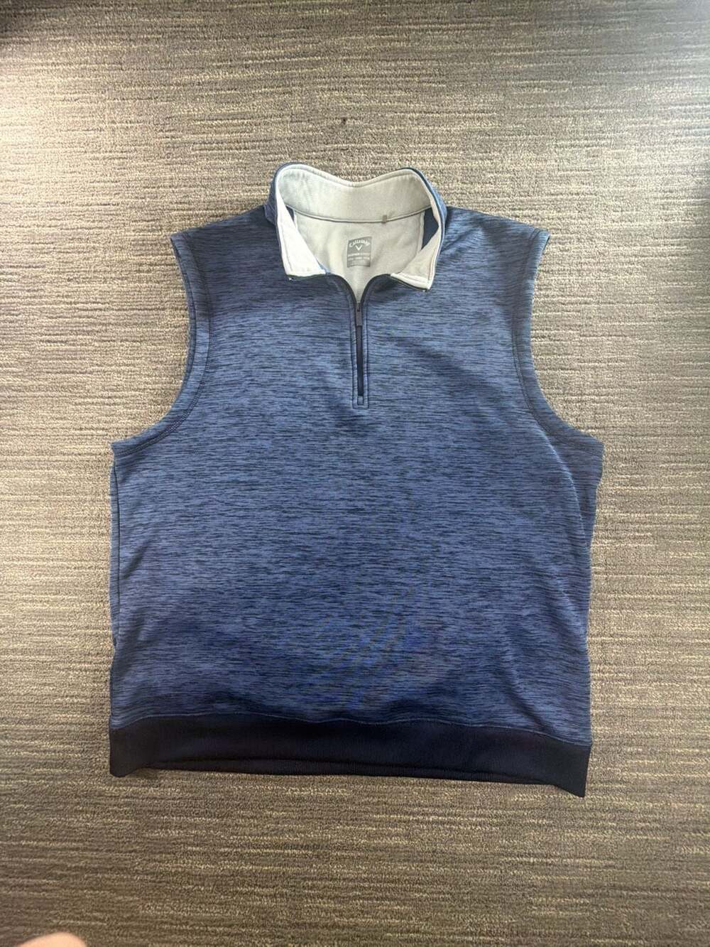 Callaway Weather Series Mens 1/4 Zip Sleeveless Golf Vest - Blue Space-Dye